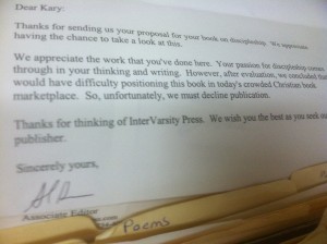 My rejection letter from a publisher