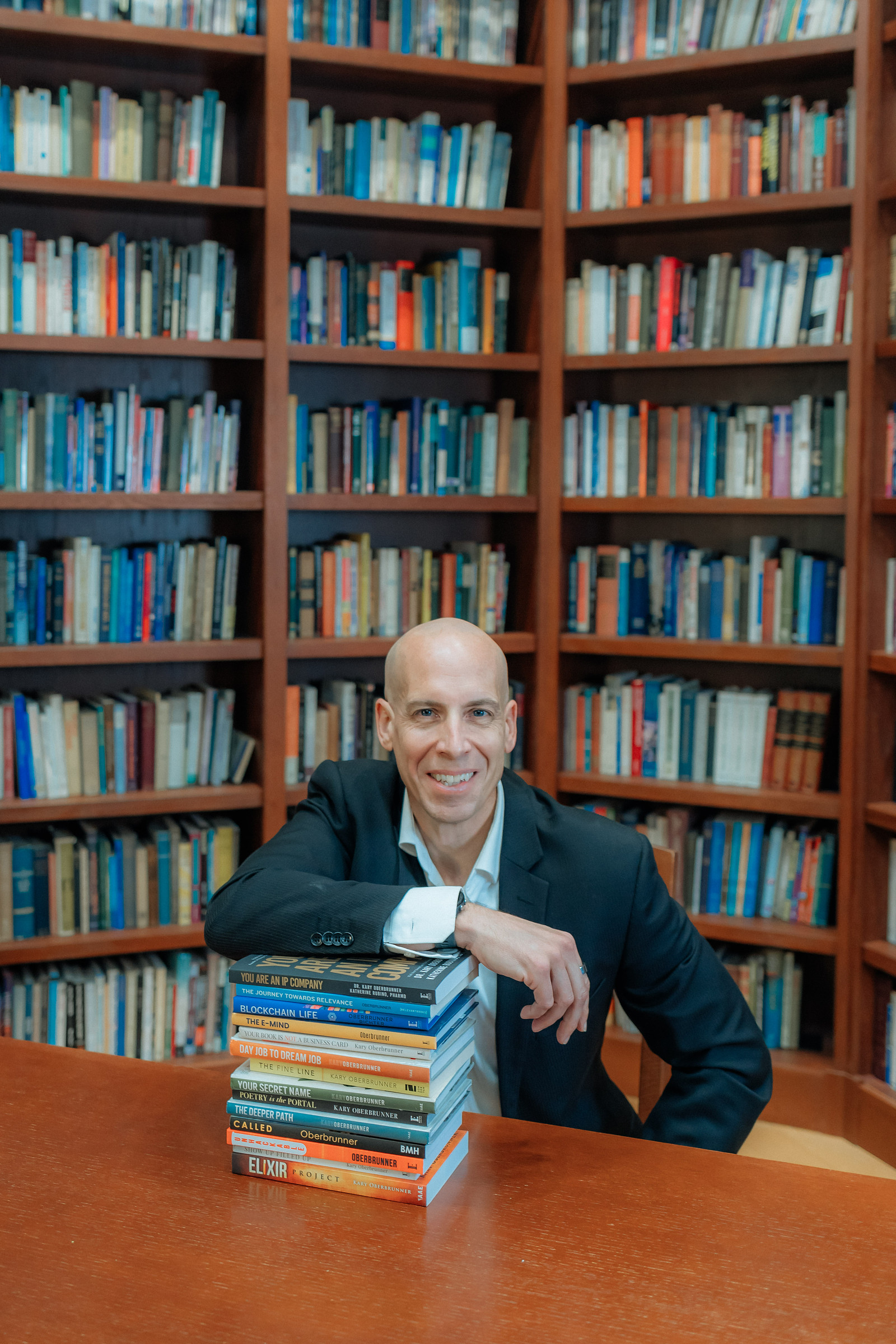 Kary with book on Elbow Pic